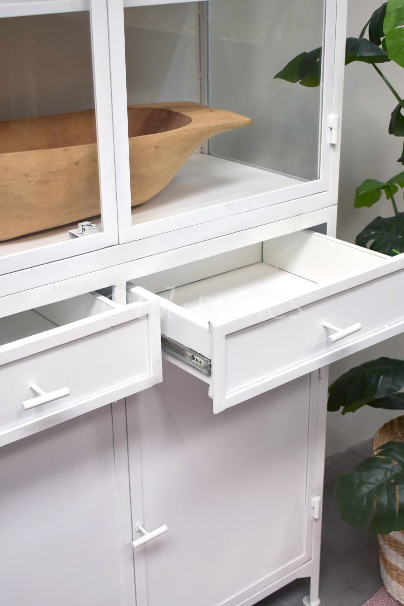 Detail van Apothekerskast Ivar Ladre Blanc, wit, materiaal staal